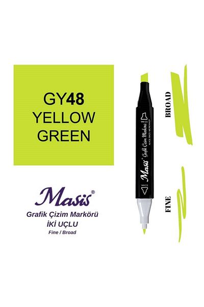 Masis Green 48 Yellowish Double Ended Graphic Drawing Pen