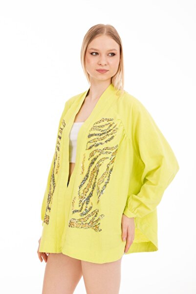 unishe Sequin Oversize Kimono Cap