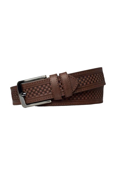 GoDeri 4 cm Wide Dark Brown 100% Genuine Leather Legend Belt - For Cotton, Canvas, Linen Trousers