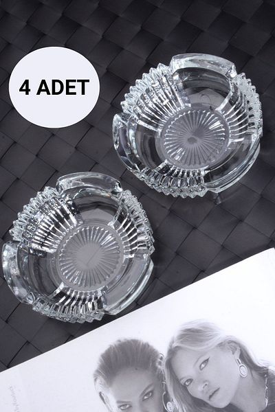 Rotanev 4 Pieces Glass Crystal Luxury Ashtray - Ashtray - Round Ashtray