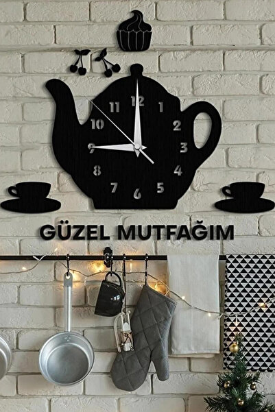 Ensa Design Güzel Mutfağım Yazılı Dekoratif Ahşap Mutfak Saati