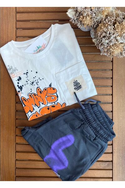 Baby Aden Pamuk komada mekani grafit Štampano kratke hlače majica za dečake set