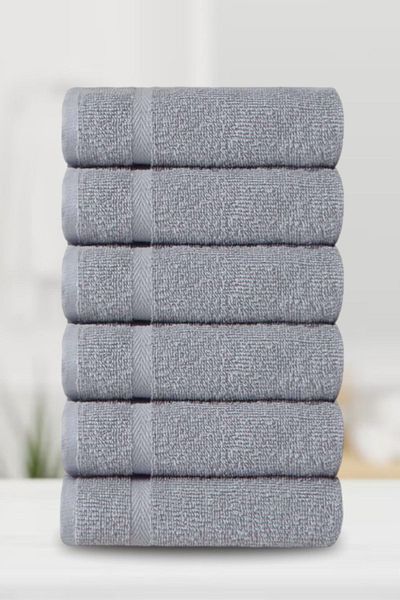 Efabrika Leora 100% Cotton 6 Pieces 30x30 Hand/Guest Towel Set - Gray