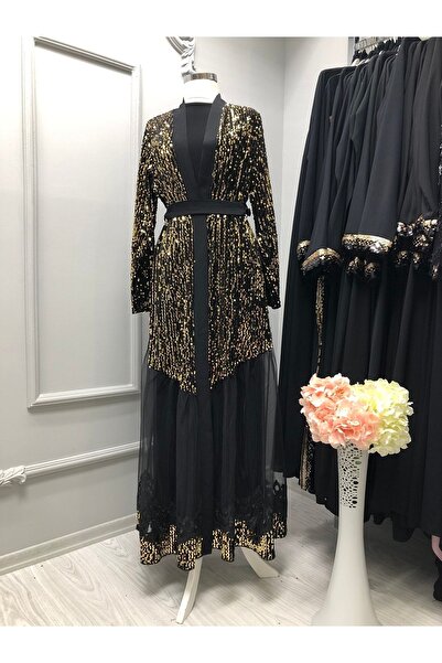 hümeyraabiye سيتم شحنها مع فستان داخلي ذهبي مع ترتر عباية Etiti Tüflü مع البضائع