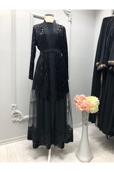 hümeyraabiye تنورة عباية مطرزة بالترتر من التول