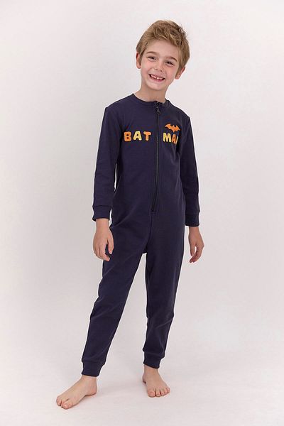Batman Licensed Navy Blue Boy Zippered Jumpsuit