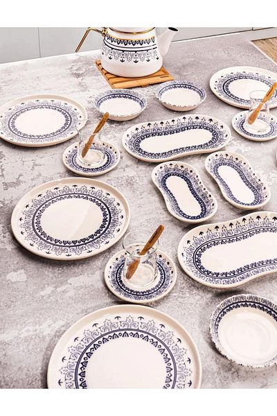 Bambum Bambum 32 Pieces Maku Porcelain Breakfast Set for 6 People - Luxury Breakfast Presentation Set
