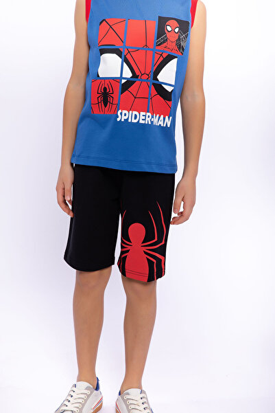 SPIDERMAN Boy's Blue Sleeveless Bermuda Suit - Licensed Cobalt