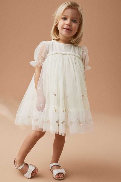 Next Baby Special Occasion and Party Dress - Cream Color and Embroidered Detail