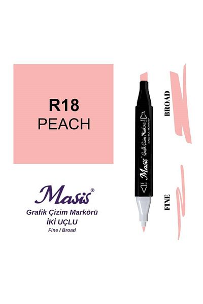 Masis 18 Peach Pink Double Ended Graphic Drawing Pen