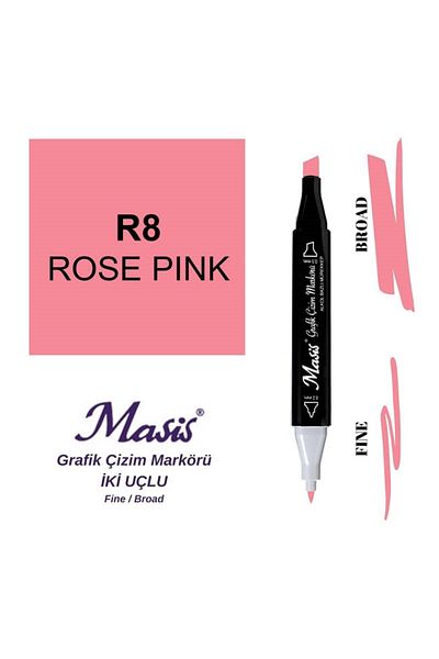 Masis 8 Rose Pink Double Ended Graphic Drawing Pen