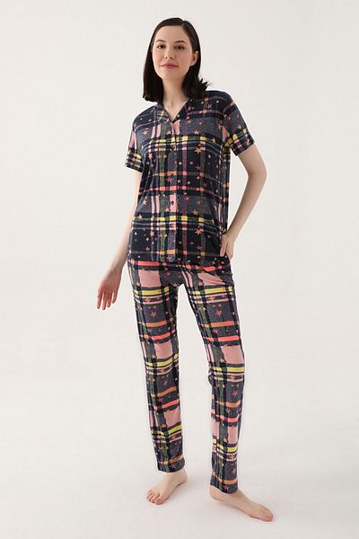 Arnetta Navy Blue Women's Shirt Pajamas - Comfortable Design