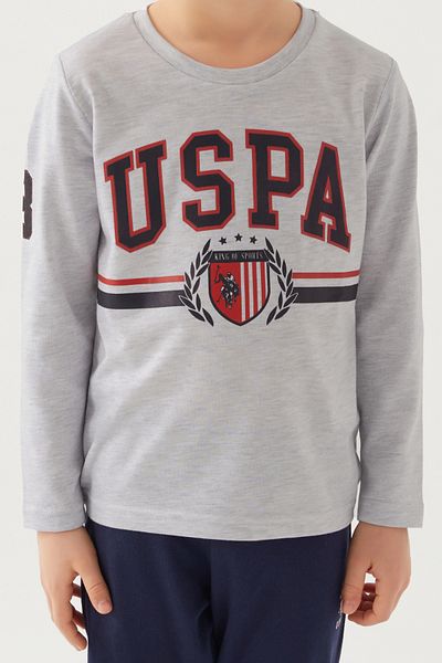 U.S. Polo Assn. Boy's Gray Long Sleeve Pajama Set
