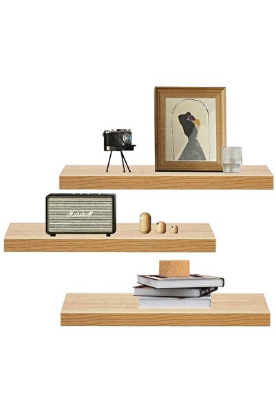 Egecan Mobilya Meşe Duvar Rafı Uçan Raf Gizli Raf Ahşap Duvar Rafı (50-50-50)