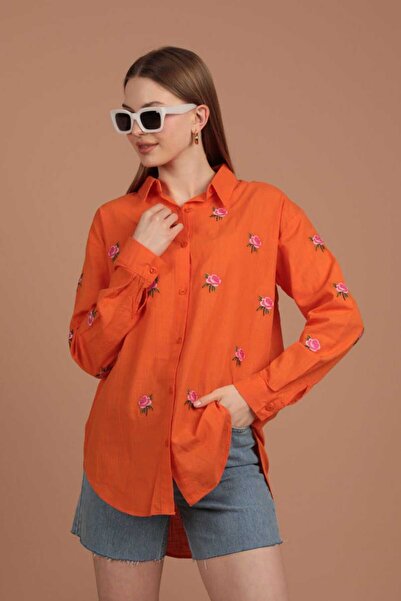 Butik قميص كتان - تصميم بزخارف وردية