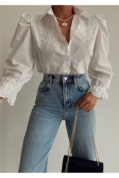 Ekim Store Vintage White Scallop Shirt