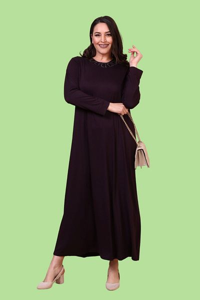 NESAFET Plus Size Begonia Jewelled Hijab Dress