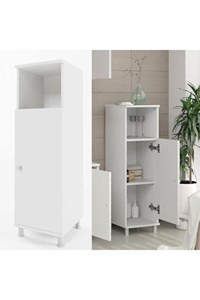 Egecan Mobilya Tek Kapaklı 3 Raflı Çok Amaçlı Banyo Dolabı Mutfak Dolabı Havlu Dolabı Erzak Dolabı