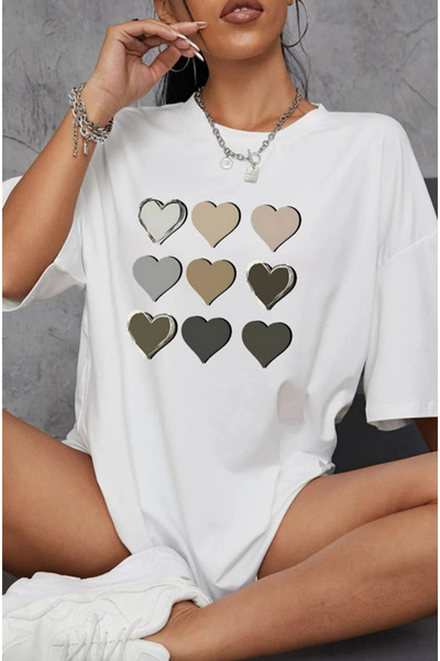 pandy Μπλουζάκι Unisex Heart Printed