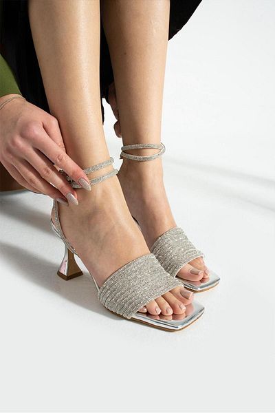 SHOW LİFE DİSCO NUDE GLEAZĂ CRAVATĂ Strasuri 8CM TOC 8CM PANTOFI & sandale damă 