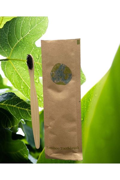 FBW Organic Bamboo Toothbrush - TSE Approved, Vegan Product, Black Bristle