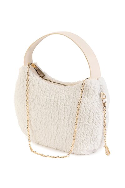 NOTHING Γυναικεία γούνινη βελούδινη λαβή με λουράκι αλυσίδας Μίνι τσάντα ώμου...
