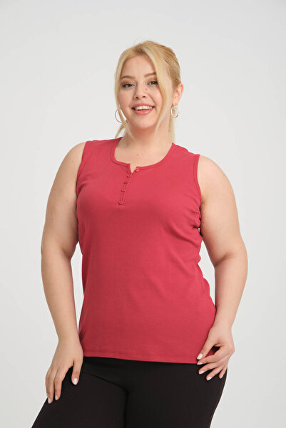 BANEGA Plus Size Plum Crew Neck Cotton Tank Top - Thick Straps