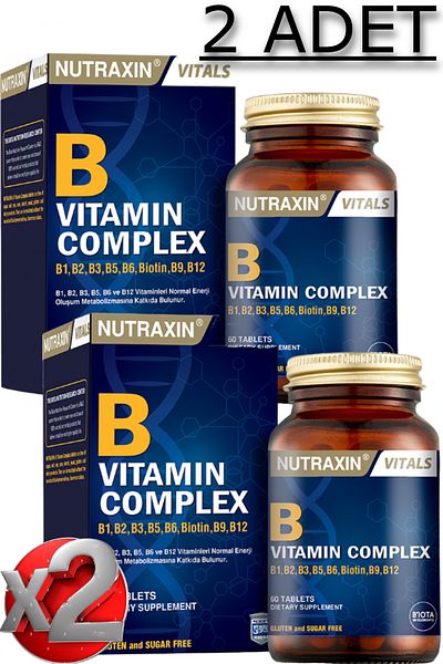 Nutraxin Nutraxin Vitamin B Complex - 2 Pieces, 60 Tablets (B1-B2-B3-B5-B6-Biotin-B12)