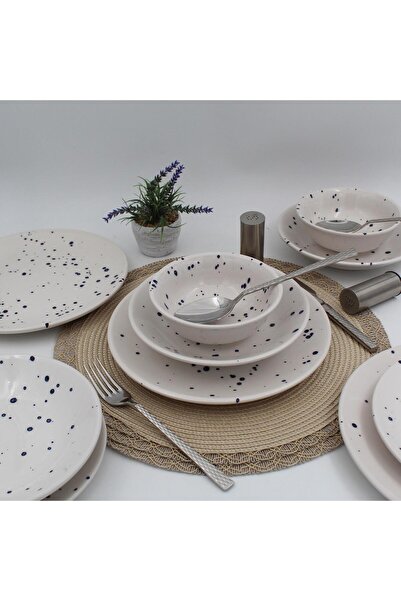 Arna Porselen Point 8 Parça 2 Kişilik Yemek Takımı Kobalt