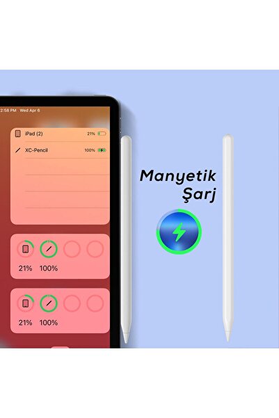 Fogy Air 11 4/5/6 Uyumlu Nesil M4 2024 Avuç Içi Red Palm-magnetik Şarj Ve Eğim Özellikli Çizim Kalemi