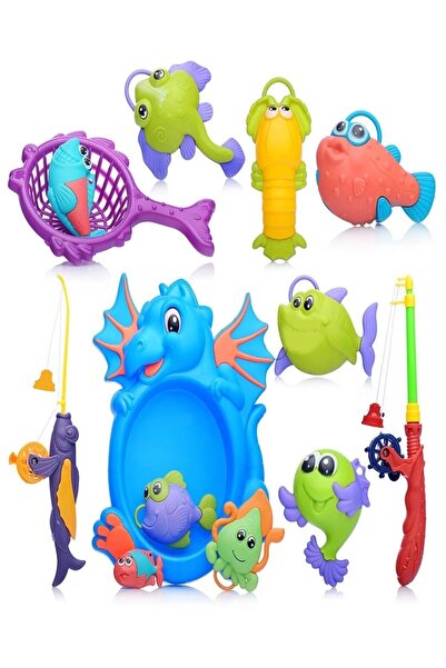 Hyd Balık Tutma Yakalama Oyunu 12 Parça Mıknatıslı Oltalı Deniz Canlıları Eğl...