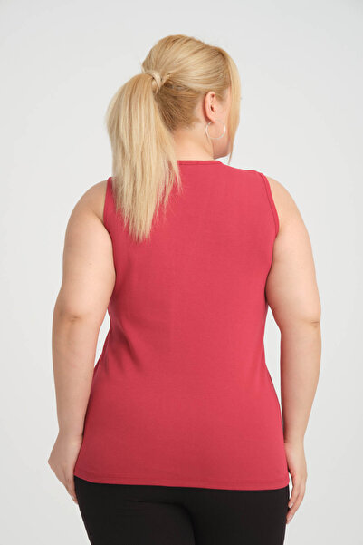 BANEGA Plus Size Plum Crew Neck Cotton Tank Top - Thick Straps