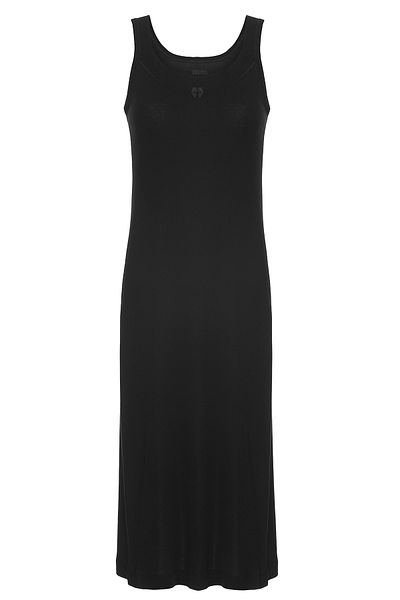 TOLIN Black Ribbed Petticoat - 100% Cotton, Ribbed, Long Nightgown 1231