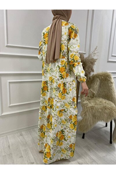 Muel officials Çiçekli Uzun Kat Kat Elbise