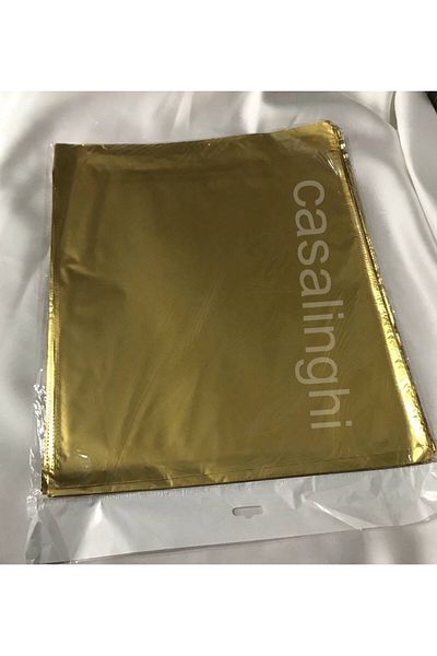 bisaccia Luxury Thick Gift - Gold Bag with Tape, Metallized Shiny, 30x35 Cm - 1 Package (50 PCS)