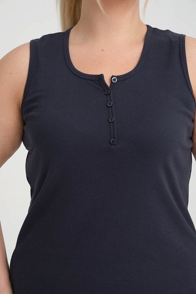 BANEGA Navy Blue Crew Neck Thick Strap Cotton Combed Blouse Undershirt - Large Size