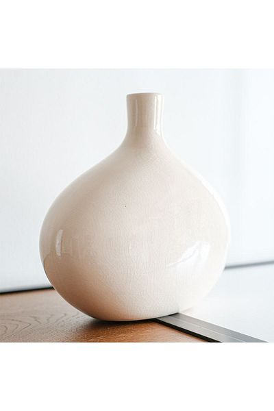 Beige & Stone Crackle Vase Decorative Object