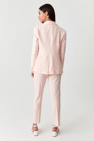 Select Moda Women's Pink Gold Button Blazer Jacket