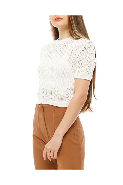 MA ananas Openwork Seasonal Short Sleeve Knitwear Blouse