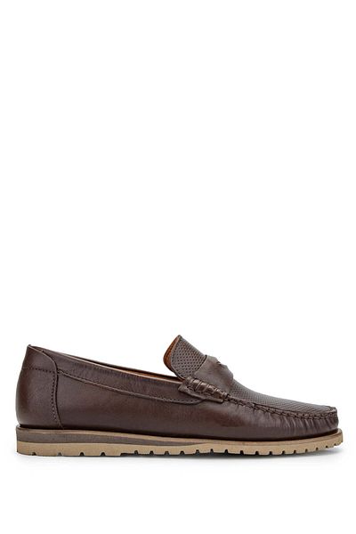 Tamer Tanca Genuine Leather Men's Loafer - Hazelnut Model