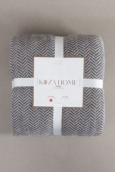 Koza Home Twin Blanket Soft Cotton Double Blanket Brown Blue 200 X 220 5021a