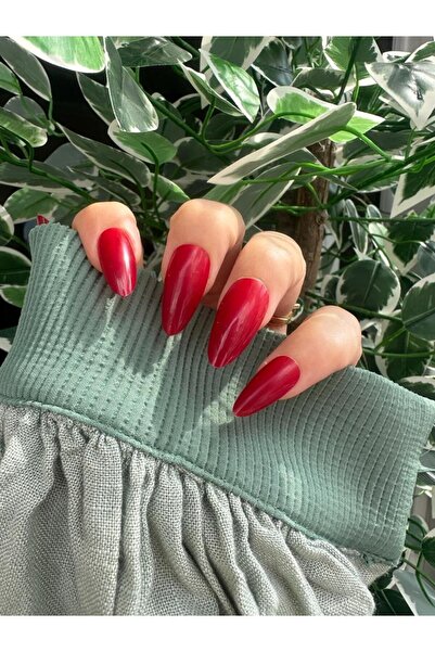 PERADİ SYBELLE KOZMETİK 24 ADET KIRMIZI ALMOND TAKMA TIRNAK