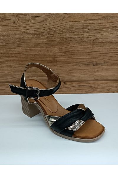 Mammamia YS1945 Model - Μαύρα γυναικεία σανδάλια από γνήσιο δέρμα