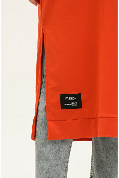 sefamerve Orange Hooded Long Tunic - 0271-04