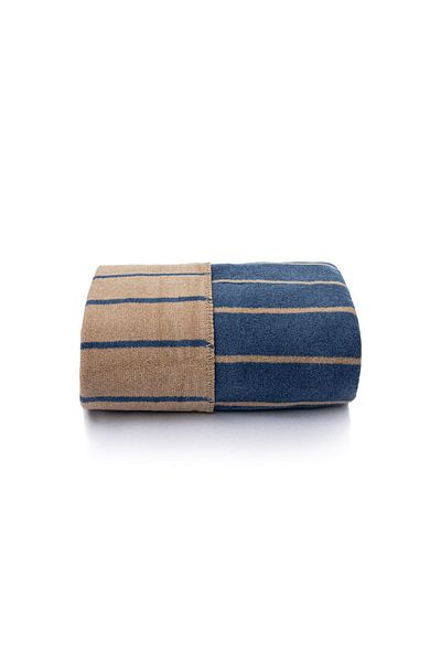 Koza Home Twin Blanket Soft Cotton Double Blanket Brown Blue 200 x 220 5029A