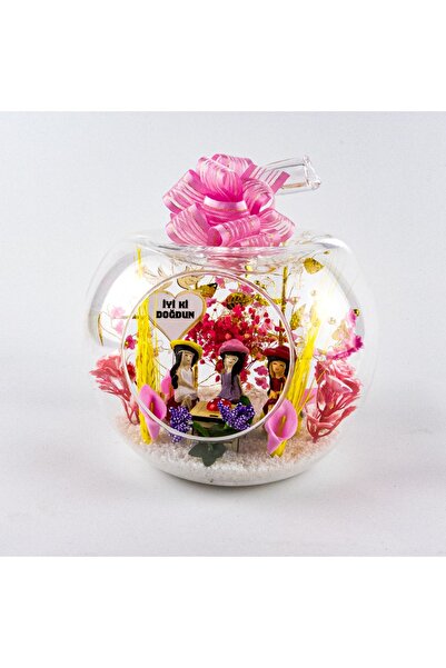 TERARYUM DÜNYASI VE HEDİYELİK Teraryum İyi Ki Doğdun Canım Arkadaşımız Doğum Günü Elma Fanus 3 Lü Cam