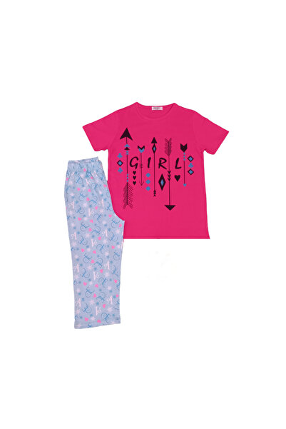 Newteam Set pijama cu maneci scurte cu model - Fata 4309