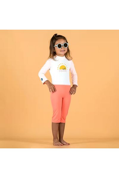 Decathlon NABAIJI UV Protection Pink Baby Wetsuit - Long Sleeve Printed Kids Spandex
