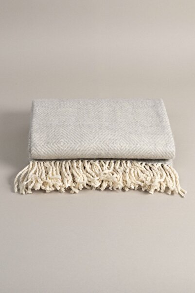 Koza Home Суец Сіро-білий вовняний плед для телевізора 91247