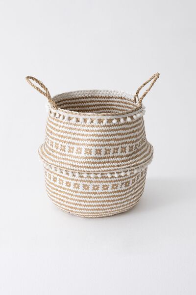 Koza Home 40 cm Meander tricotat manual din rafie - Coș multifuncțional cu mâ...
